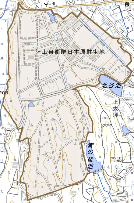 滝本とその周辺の地図。町の範囲を重ねている