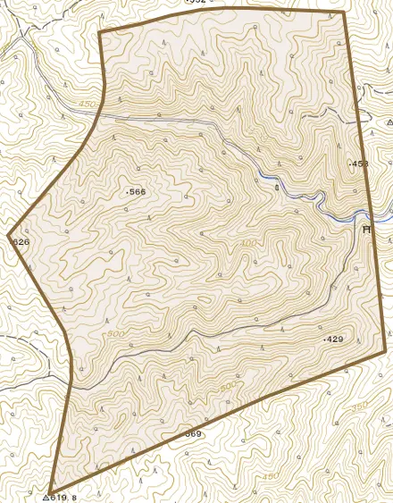 哲多町本郷とその周辺の地図。町の範囲を重ねている