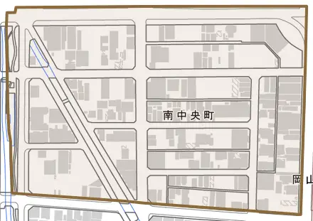南中央町とその周辺の地図。町の範囲を重ねている