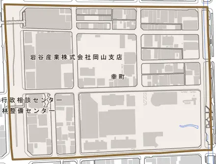 幸町とその周辺の地図。町の範囲を重ねている