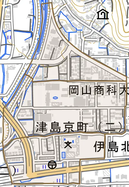 津島京町とその周辺の地図。町の範囲を重ねている