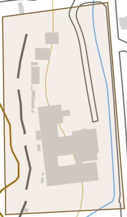 川上町上大竹とその周辺の地図。町の範囲を重ねている