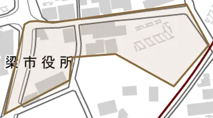 正宗町とその周辺の地図。町の範囲を重ねている