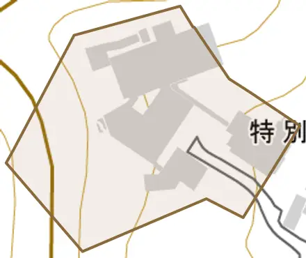 高倉町大瀬八長とその周辺の地図。町の範囲を重ねている