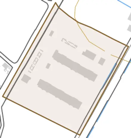 西中とその周辺の地図。町の範囲を重ねている