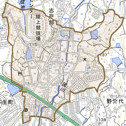 志戸部とその周辺の地図。町の範囲を重ねている