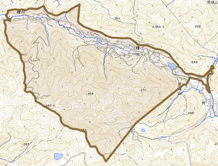 種とその周辺の地図。町の範囲を重ねている