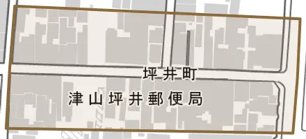 坪井町とその周辺の地図。町の範囲を重ねている