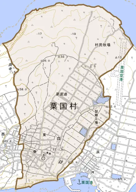 字東とその周辺の地図。町の範囲を重ねている
