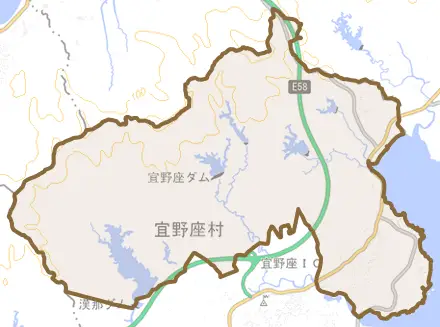 字松田とその周辺の地図。町の範囲を重ねている