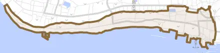 字川平とその周辺の地図。町の範囲を重ねている
