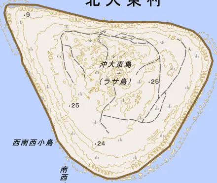 字ラサとその周辺の地図。町の範囲を重ねている