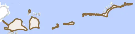 字奥武とその周辺の地図。町の範囲を重ねている
