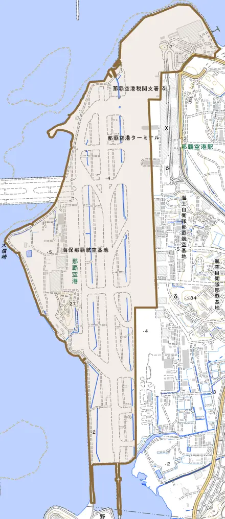 字大嶺とその周辺の地図。町の範囲を重ねている