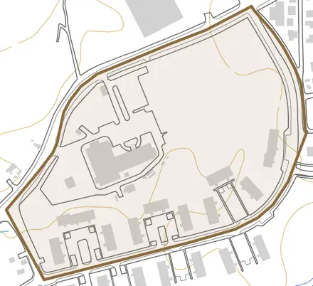 字白川とその周辺の地図。町の範囲を重ねている