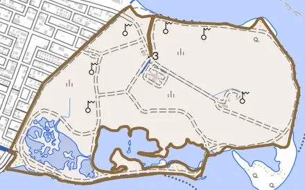 字泡瀬とその周辺の地図。町の範囲を重ねている