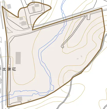 字牧原とその周辺の地図。町の範囲を重ねている
