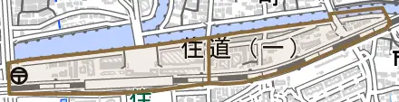 住道とその周辺の地図。町の範囲を重ねている