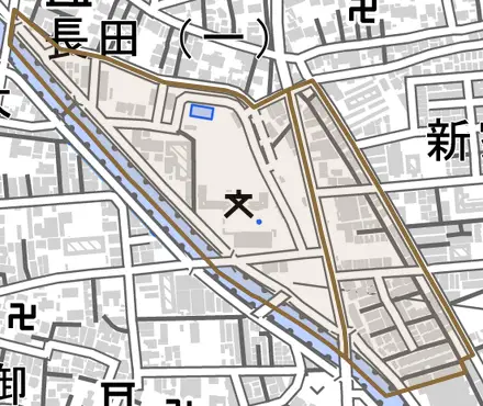 藤戸新田とその周辺の地図。町の範囲を重ねている