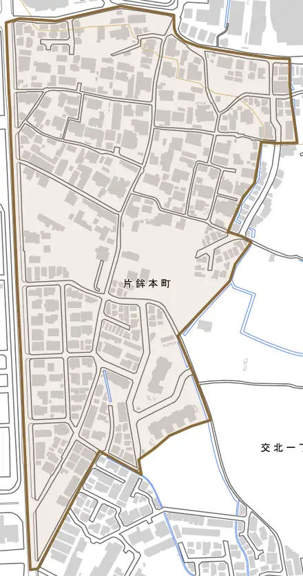 片鉾本町とその周辺の地図。町の範囲を重ねている