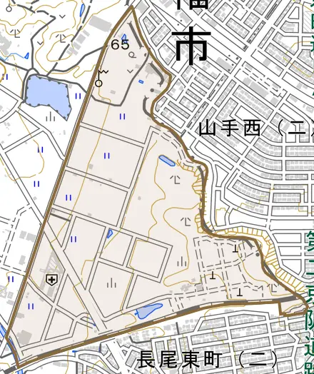 長尾播磨谷とその周辺の地図。町の範囲を重ねている