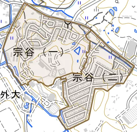 宗谷とその周辺の地図。町の範囲を重ねている