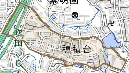 穂積台とその周辺の地図。町の範囲を重ねている