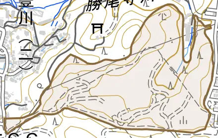 大字道祖本とその周辺の地図。町の範囲を重ねている