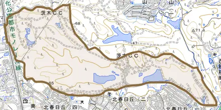 大字中穂積とその周辺の地図。町の範囲を重ねている