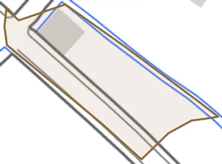 尾井千原とその周辺の地図。町の範囲を重ねている