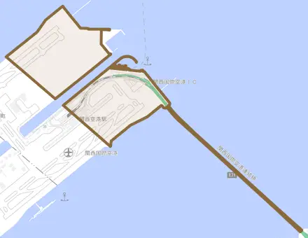 泉州空港北とその周辺の地図。町の範囲を重ねている