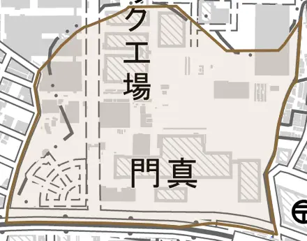 大字門真とその周辺の地図。町の範囲を重ねている