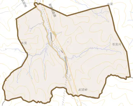 天見とその周辺の地図。町の範囲を重ねている