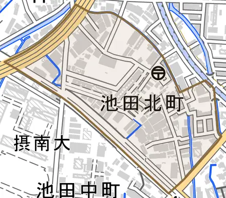 池田北町とその周辺の地図。町の範囲を重ねている