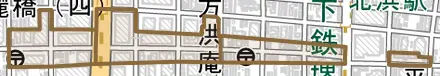 伏見町とその周辺の地図。町の範囲を重ねている