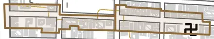 南新町とその周辺の地図。町の範囲を重ねている