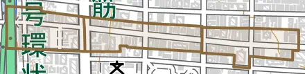 大手通とその周辺の地図。町の範囲を重ねている