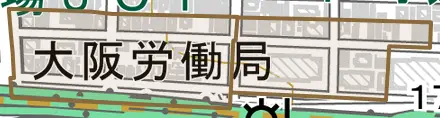 常盤町とその周辺の地図。町の範囲を重ねている