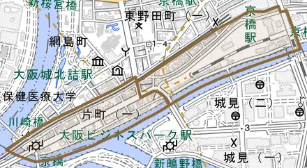 片町とその周辺の地図。町の範囲を重ねている
