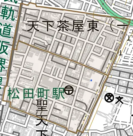 天下茶屋東とその周辺の地図。町の範囲を重ねている