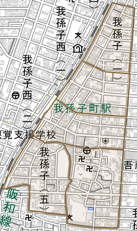 我孫子とその周辺の地図。町の範囲を重ねている