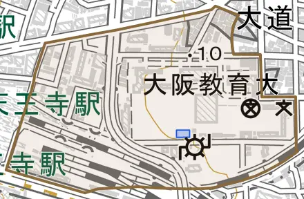 南河堀町とその周辺の地図。町の範囲を重ねている