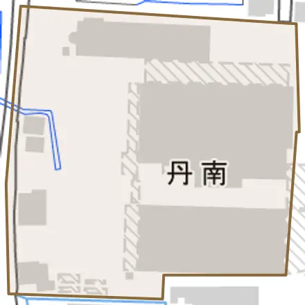 丹南とその周辺の地図。町の範囲を重ねている