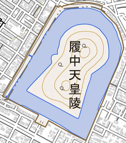 石津ヶ丘とその周辺の地図。町の範囲を重ねている