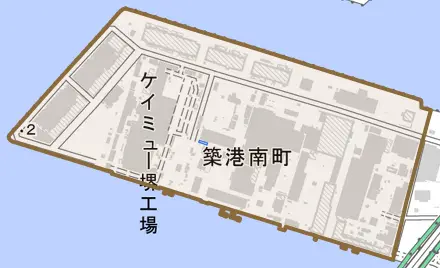築港南町とその周辺の地図。町の範囲を重ねている