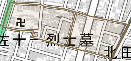 南庄町とその周辺の地図。町の範囲を重ねている