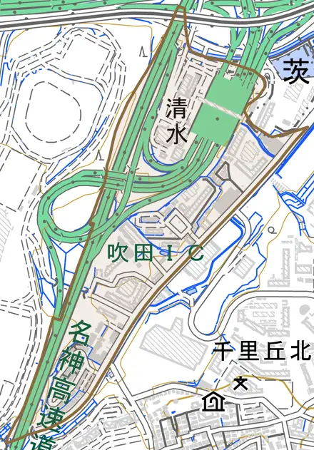 清水とその周辺の地図。町の範囲を重ねている