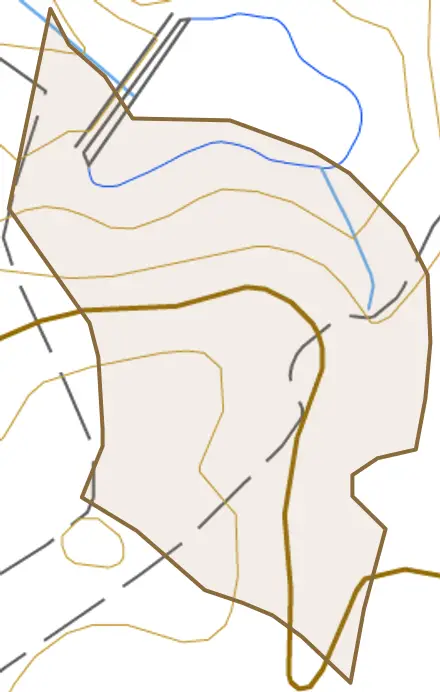大字一須賀とその周辺の地図。町の範囲を重ねている