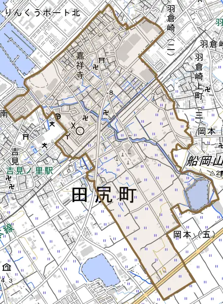 嘉祥寺とその周辺の地図。町の範囲を重ねている