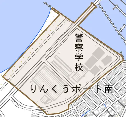 りんくうポート南とその周辺の地図。町の範囲を重ねている